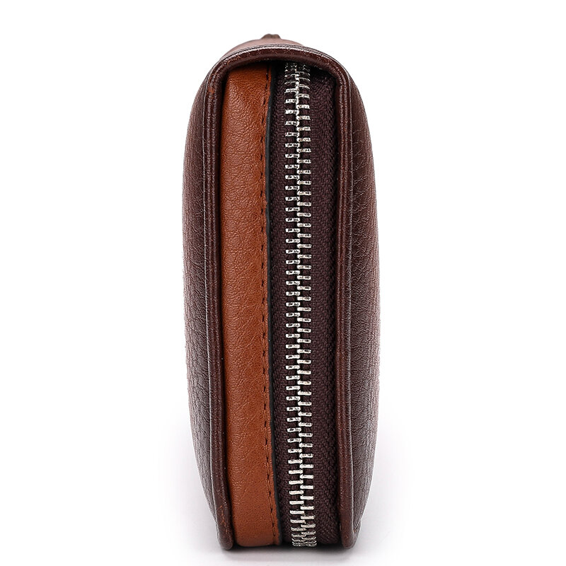 Cartera de cuero de lujo para hombre, cartera de mano masculina, de negocios, color negro, marrón, 2021