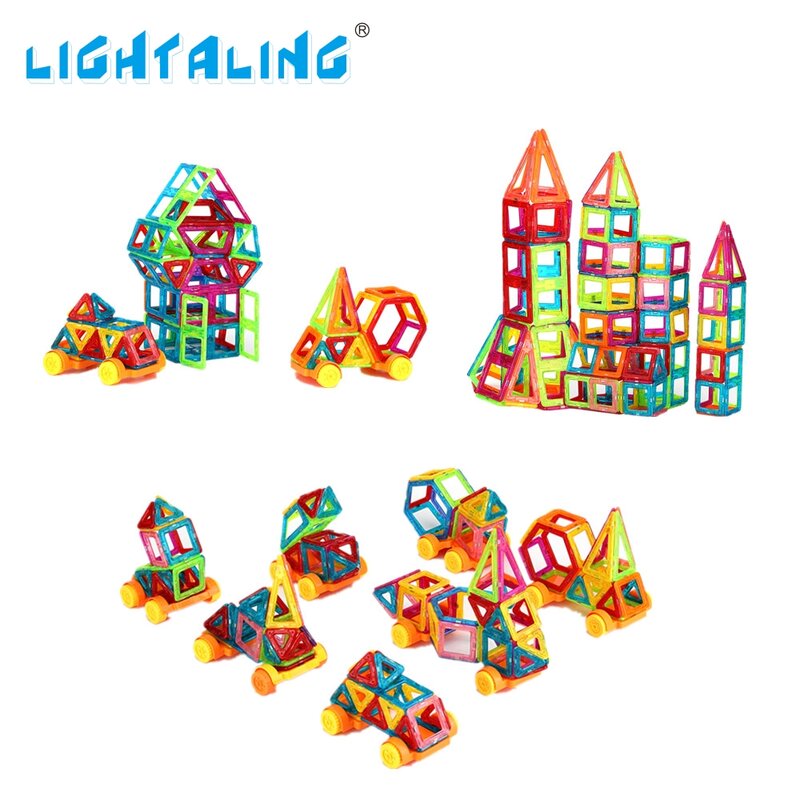 Lighttaling mini tamanho designer magnético 60/80/90/100 peças um lote bloco de construção brinquedo educacional miúdo aniversário presente natal