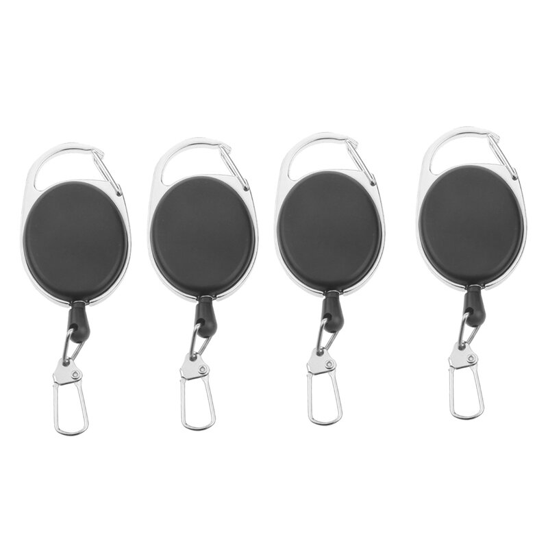 Porte-clés rétractable en fil métallique extensible de 60cm, Clip de traction, porte-cartes d'identité Anti-perte, 4 pièces