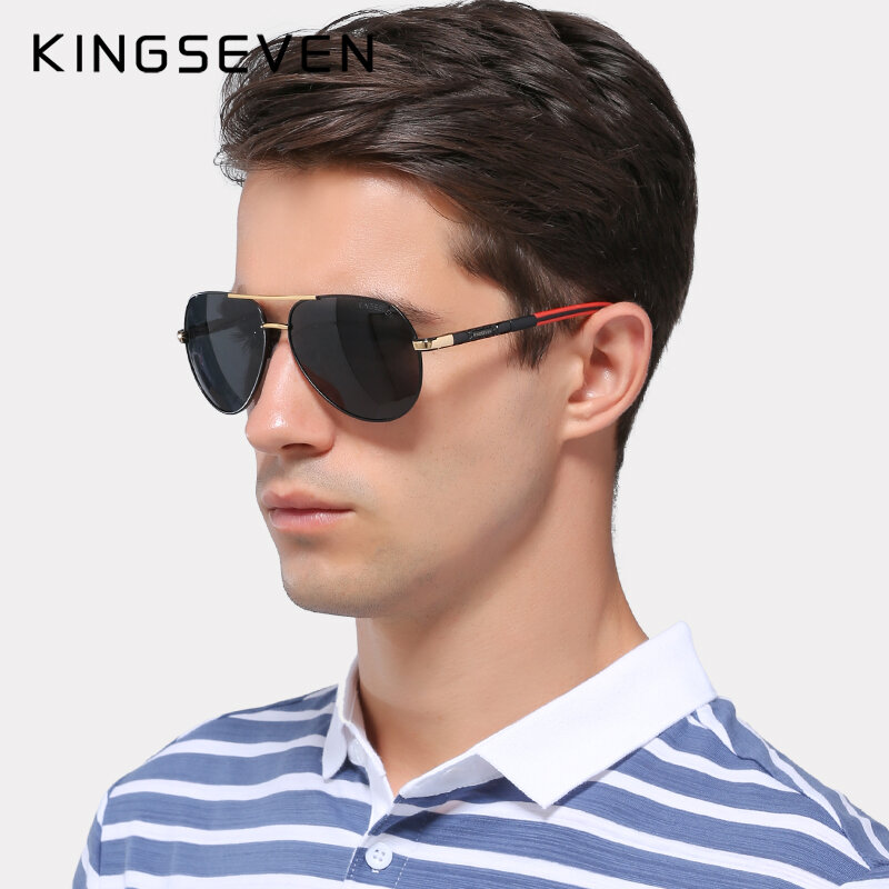KINGSEVEN ผู้ชาย Vintage แว่นตากันแดดอลูมิเนียม Polarized Classic แว่นตากันแดดเลนส์เคลือบเลนส์แว่นตาผู้ชาย/ผู้หญิง