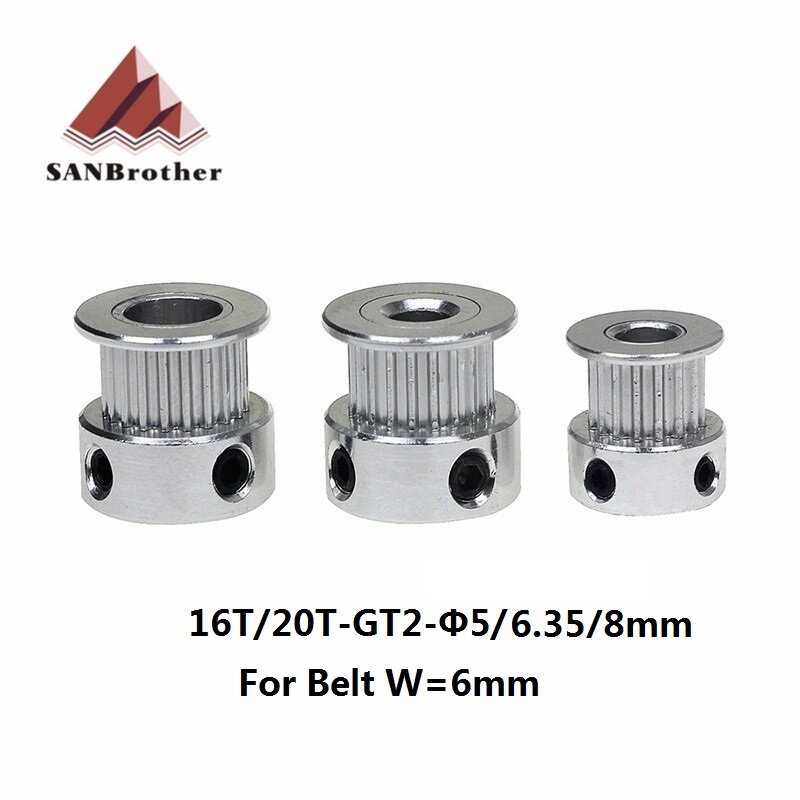 1PCS GT2 20 Tooth Timing Pulley Aluminum 3D Printer Parts 2GT 20teeth Bore 5mm Width 6mm Part Synchronous Wheel Gear