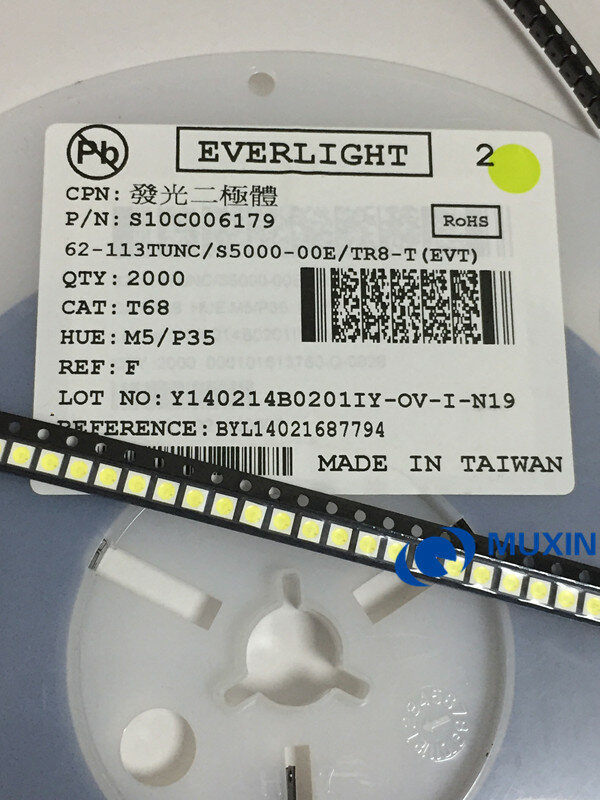 500 pièces EVERLIGHT LED 3030 perles de lampe 1W LCD TV rétro-éclairage lampe perles 3V blanc froid avec Zener pression