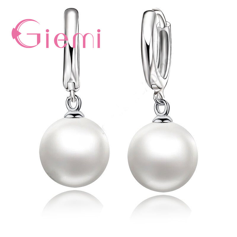 Di nuovo Modo di Buona Vendita 925 Sterling Silver Orecchini di Perle Accessori Bianco Perla Del Cerchio Per Le Donne/Ragazze Monili di Cerimonia Nuziale