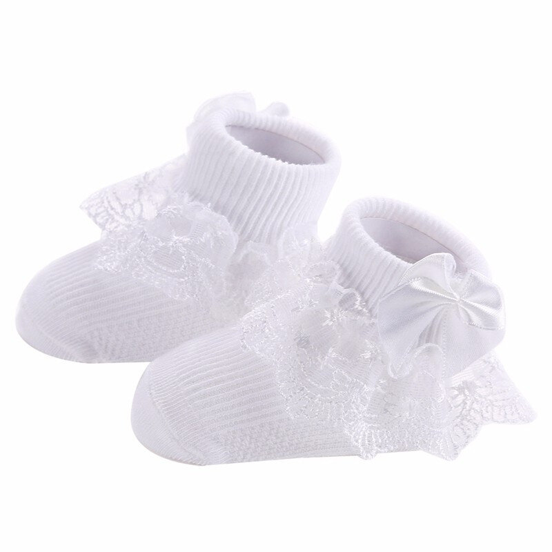 Chaussettes en coton pour bébé fille, avec nœud en dentelle, accessoires mignons pour nouveau-né, Style princesse