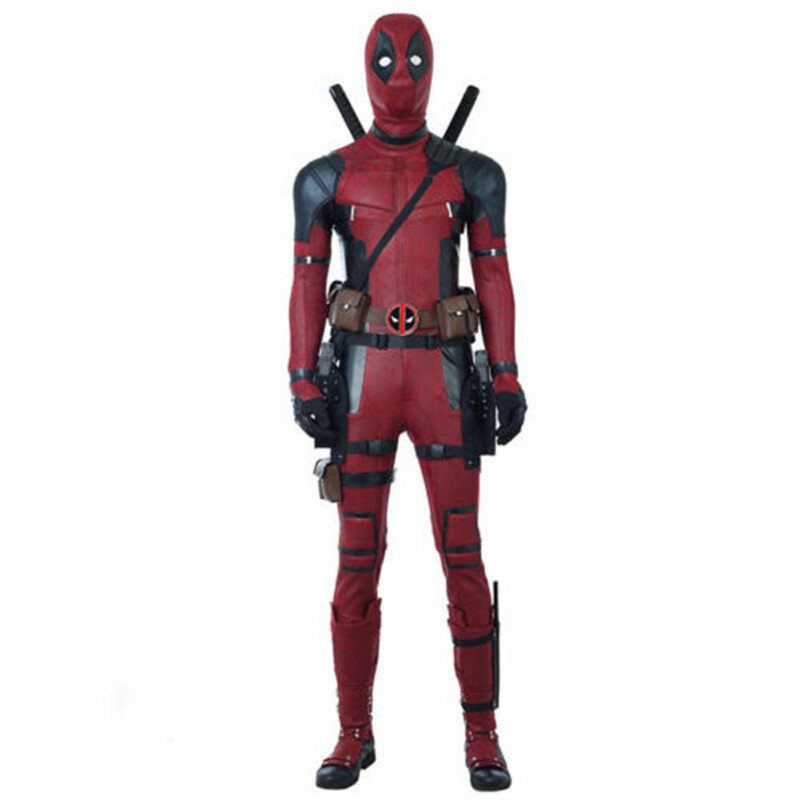 Deadpool 2  Cosplay Costume Wade Wilson Costume accessories Red Deadpool Jumpsuit Halloween Costumes for Men Custom Made