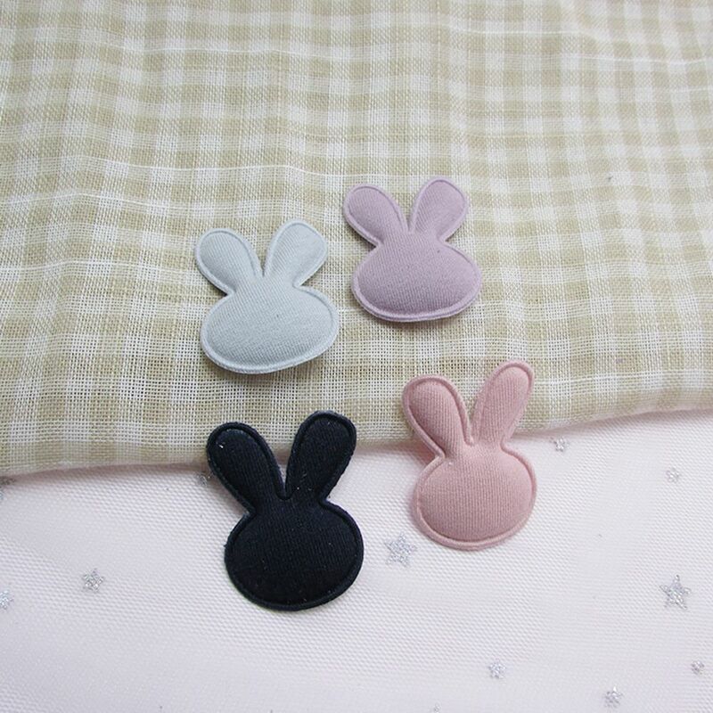 100pcs/lot Linen fabric Cartoon Princess Rabbit Bunny Padded Appliques Patches for garment shoe DIY Headwere Accessory