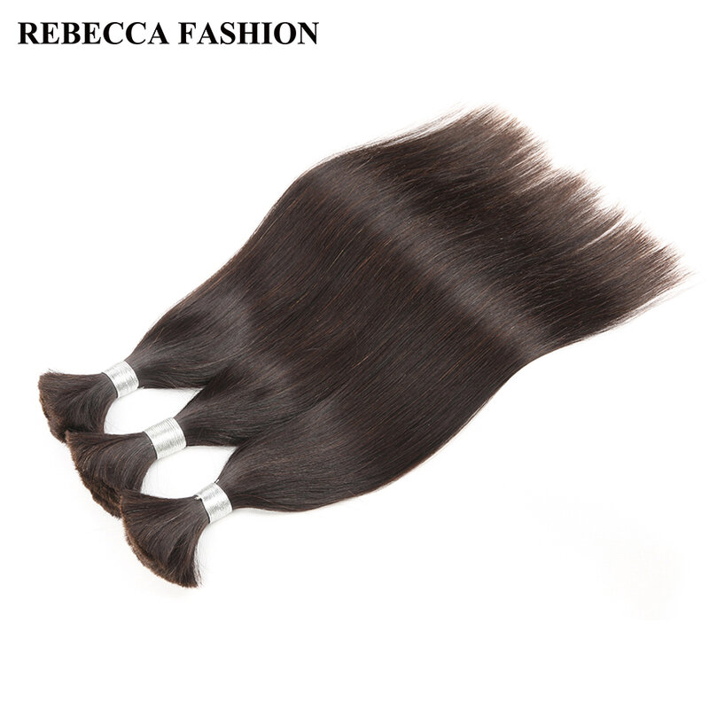 Rebecca-Extensions de cheveux brésiliens lisses Remy, en vrac, pour tressage, 10 à 30 pouces, lot de 1/3/4