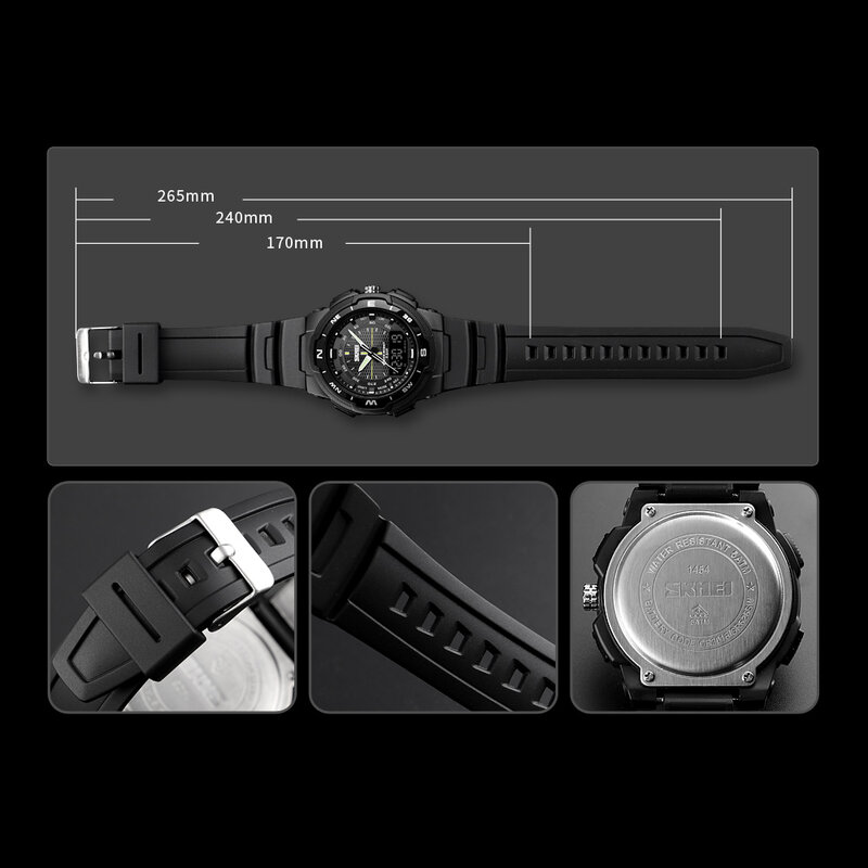 Nova SKMEI Dupla Afixação dos Esportes dos homens de Relógios de Luxo Relógio de Quartzo Homens 50 M À Prova D' Água Militar LED Digital de Pulso Eletrônico relógios