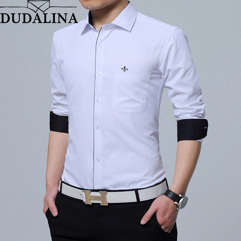 Dudalina Hemd Männlichen Casual Männer Shirt 2020 Langarm Formale Business Mann Hemd Slim Fit Designer Twill Kleid Zauber Farbe
