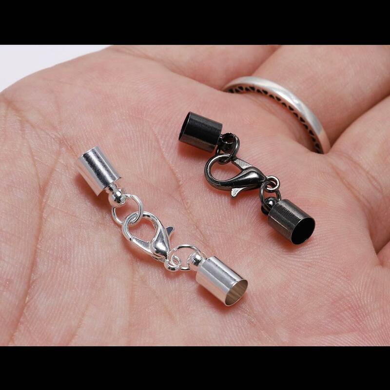 10 pz/lotto cordoncino di cuoio braccialetto aragosta catenacci ganci 3 4 5 6 8 10mm piegature estremità tappi connettori per gioielli risultati