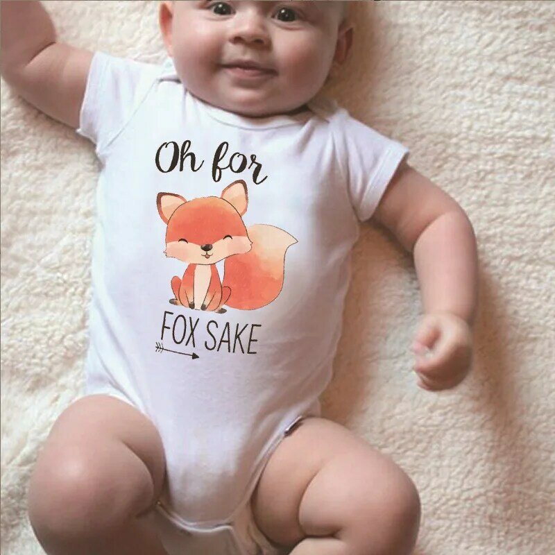 Летняя одежда для новорожденных, комбинезон Лисичка с мультяшным рисунком для маленьких мальчиков 18-24 месяцев, детские комбинезоны унисекс...
