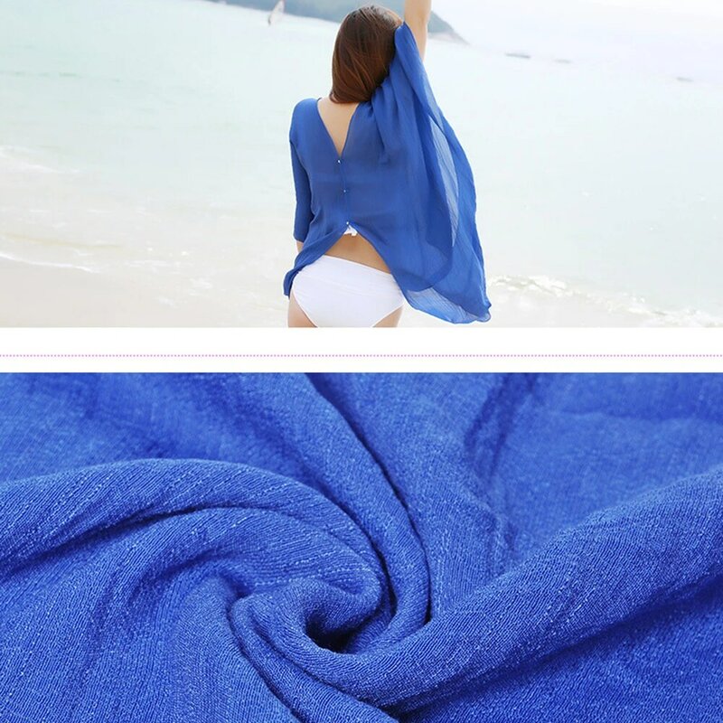 Chemise d'été en mousseline de soie pour femmes, 5 couleurs, protection solaire, Blouse de plage, décontractée, Cover-Up, Cardigan, Perspective