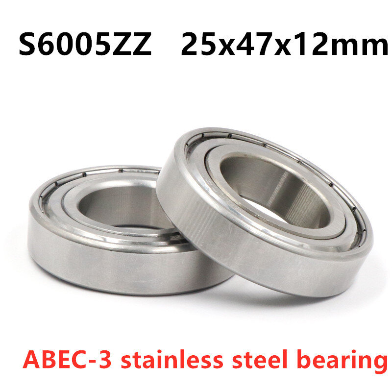 10pcs stainless steel bearing S6005ZZ 25x47x12mm deep groove ball bearing S6005 -2Z  S6005Z 25*47*12 mm
