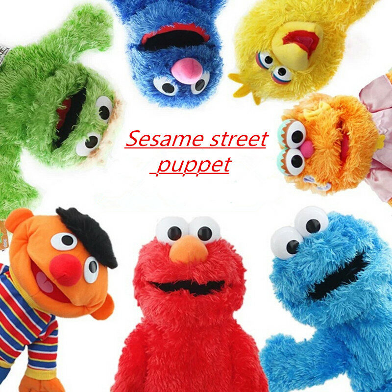 7 Styles Sesame Street Hand Puppet Plush Toys Elmo Cookie Grover Zoe & Ernie Big Bird Stuffed Plush Toy Doll Gift for Kids