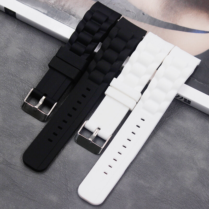 Horloge accessoires 20mm siliconen band waterdichte sport casual mannen en vrouwen gebogen rubber riem pin gesp