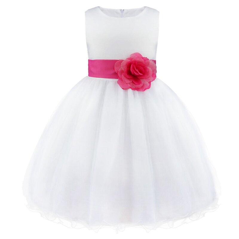 TiaoBug Gaun Gadis Bunga Formal untuk Gaun Pernikahan Putri Anak Perempuan Kontes Gaun Bola Panjang Selutut Gaun Komuni Pertama 2-14Y
