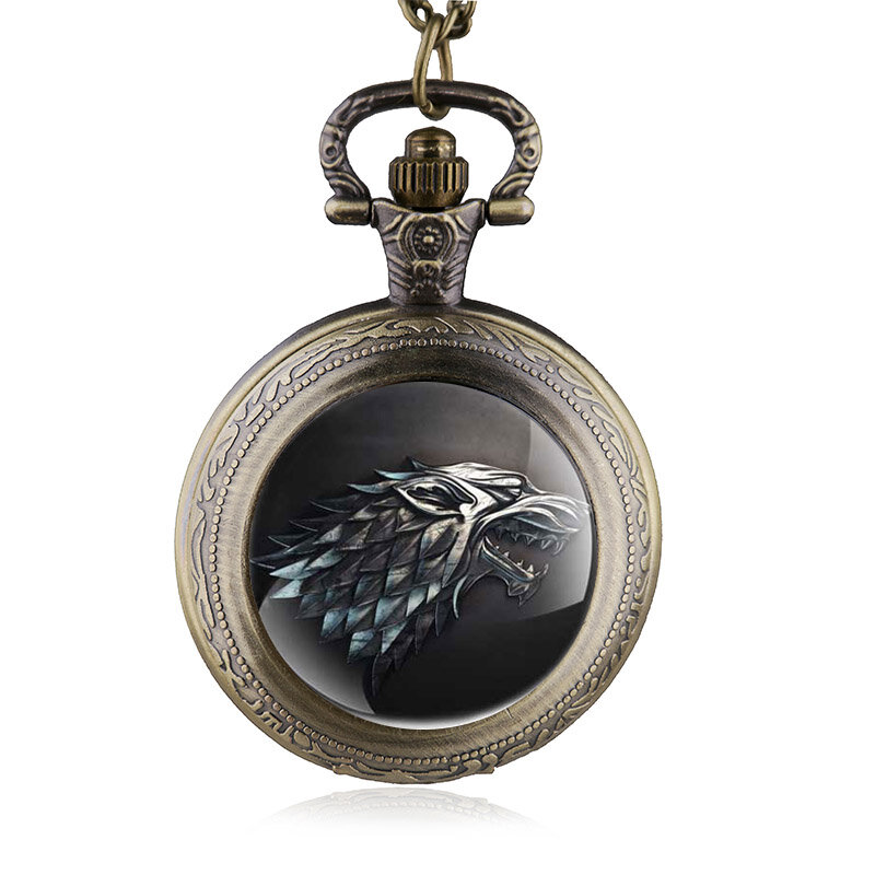 Hot Koop Stark Winterfell Wolf Zakhorloge Vintage Design Quartz Horloge Hanger Gift