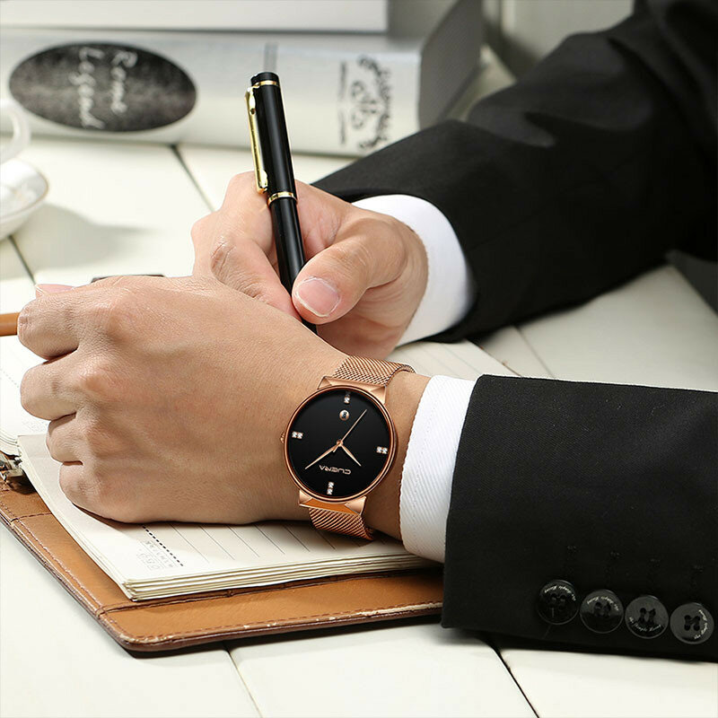 Homem Relógios de Luxo Ultra Fino Relógio Masculino Strap Casual Relógio de Quartzo dos homens de Aço Relógio de Pulso reloj hombre mens relógios kol saati