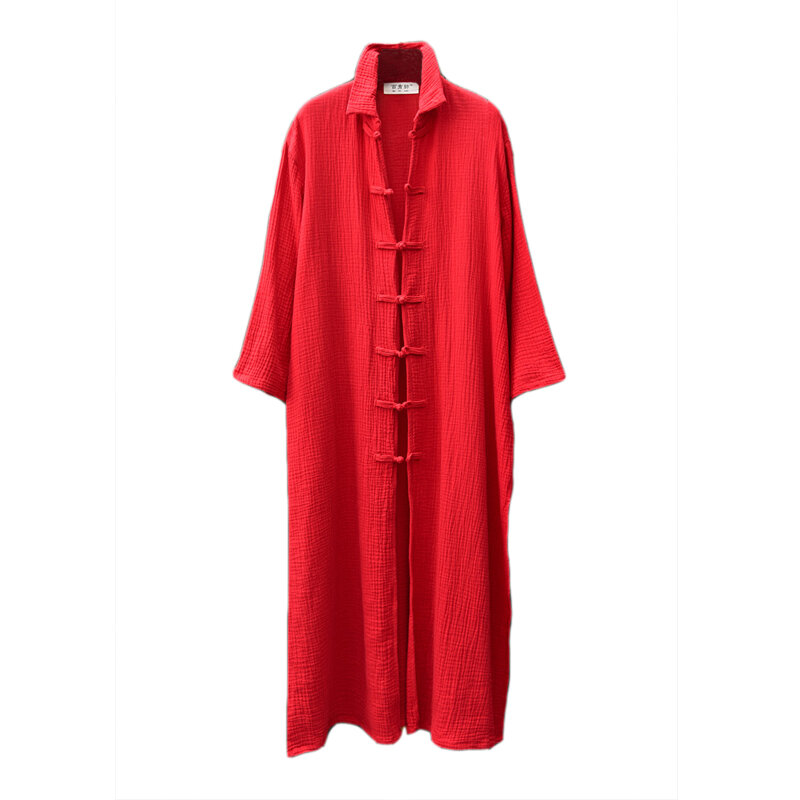 Antumn-cárdigan largo retro de lino y algodón para mujer, camisa de abrigo vintage, blusas de manga larga, primavera 2018