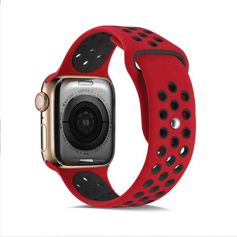 Nowe sportowe silikonowy wodoodporny pasek do zegarka Apple Watch Series 4 3 2 1 oddychająca miękka pasek do zegarka iwatch 38 42MM od zegarków 40 44MM
