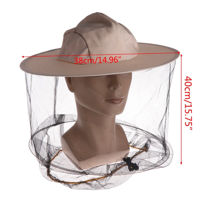 Professional Beekeeping Hat Beekeeper Cowboy Hat Anti Mosquito Bee Insect Veil Net Hat Full Face Neck Wrap Protector One Size