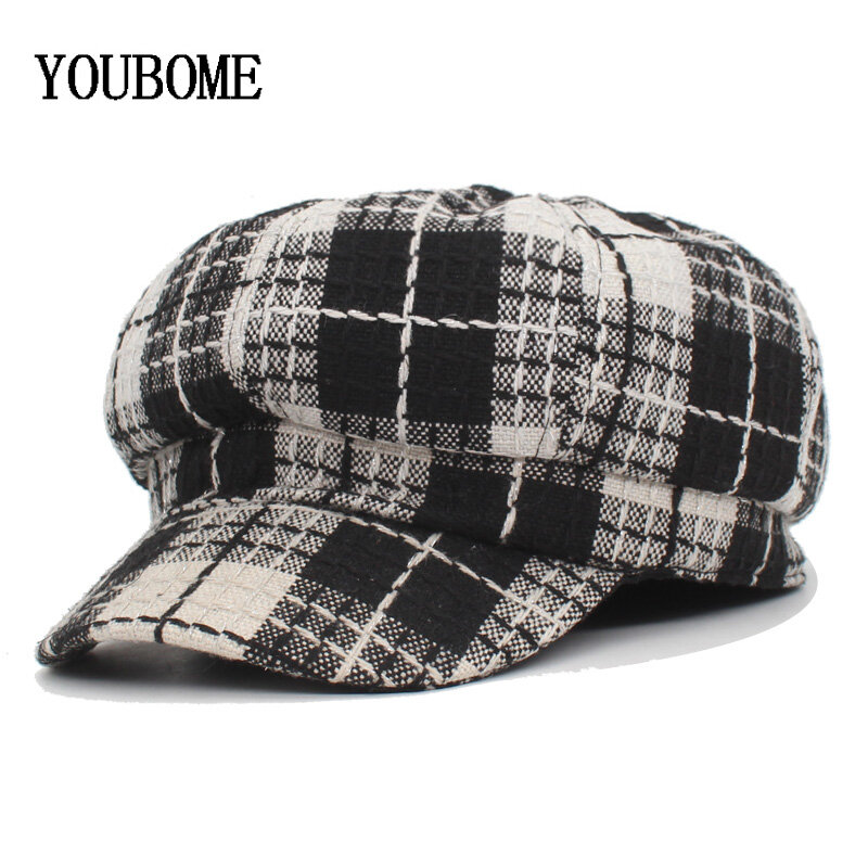 YOUBOME – chapeaux octogonaux pour femmes, béret Gorras, Casquette de livreur de journaux, chapeau de soleil à rabat