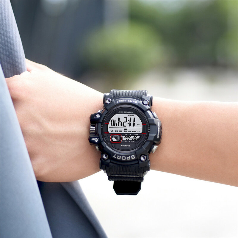 DISU hombre reloj de pulsera militar deporte LED movimiento impermeable deportes relojes hombre reloj electrónico hombre reloj 2019 Digital