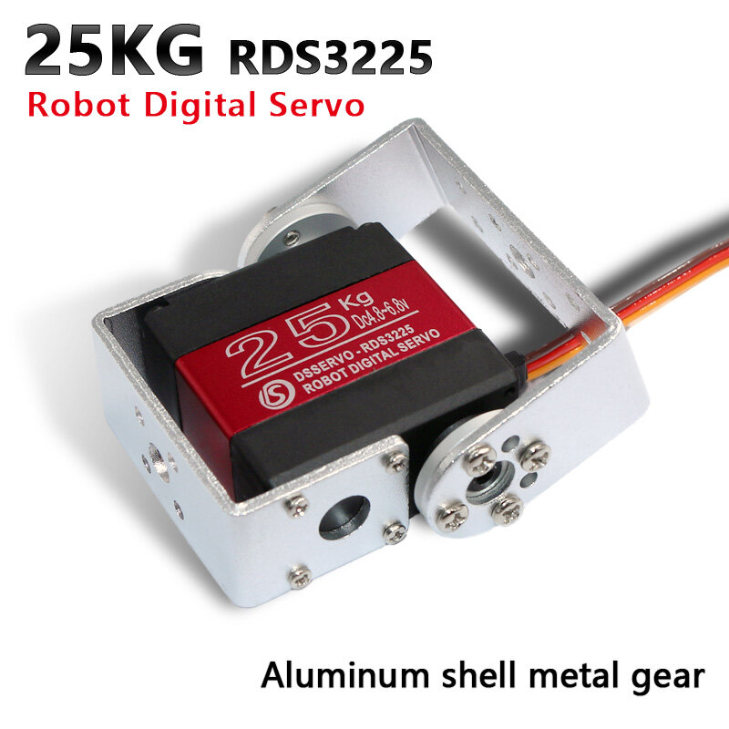 1X Servo Robot 25Kg RDS3225 Servo Digital Gear Logam Arduino Servo dengan U Mouting Lurus Panjang dan Pendek