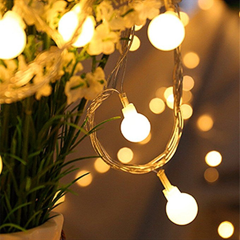 LEDボールライトガーランド,1.5m,10個のLED,防水,クリスマス,結婚式,家,屋内,バッテリー駆動
