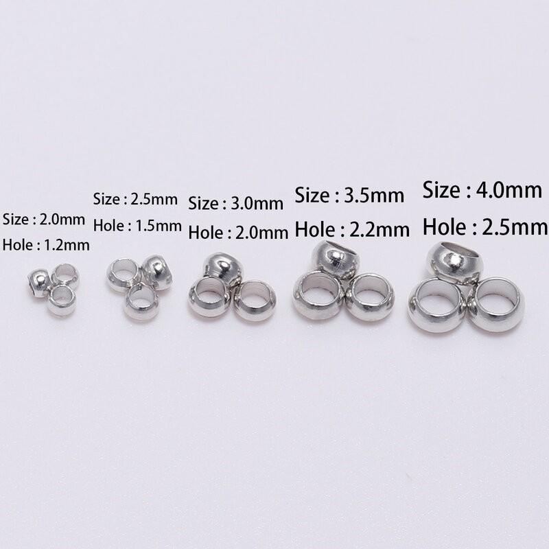100-500 pièces/lot, perles d'extrémité à sertir en boule de cuivre or Dia 2 2.5 3 mm bouchon perles d'espacement pour bricolage fabrication de bijoux fournitures