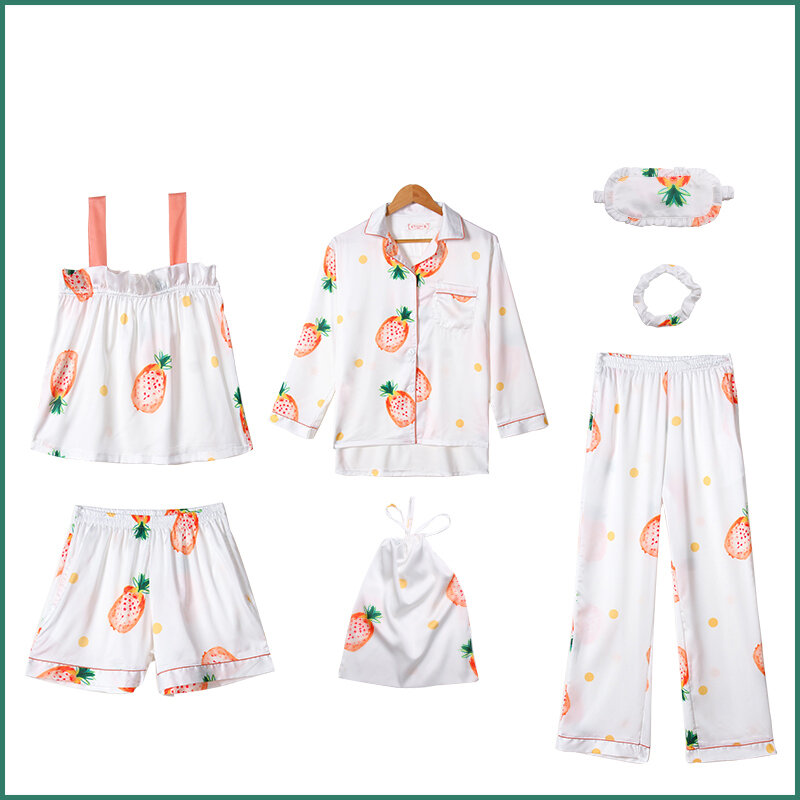 Conjunto de pijama de 7 unids/set para mujer, ropa de dormir para el hogar, dulce, Negligee, 2022