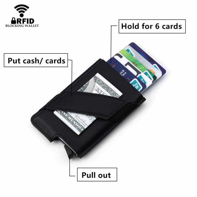Zovyvol-portatarjetas de identificación para hombre, billetera minimalista negra, monedero con bloqueo RFID, Mini BOLSA DE DINERO Vintage, 2024