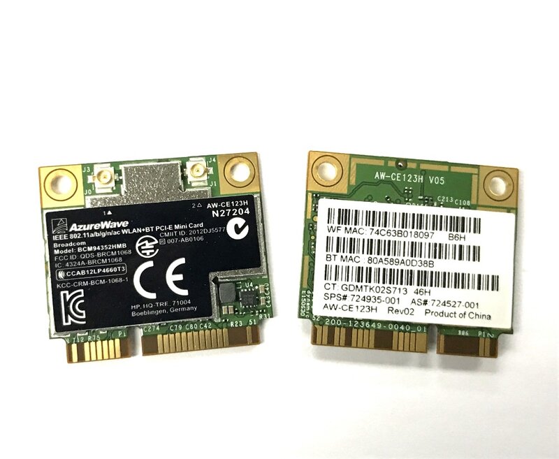 하프 미니 PCIe PCI 익스프레스 무선 와이파이 WLAN BT 4.0 카드, BCM4352 BCM94352HMB, 724935-001 용 802.11AC 867Mhz