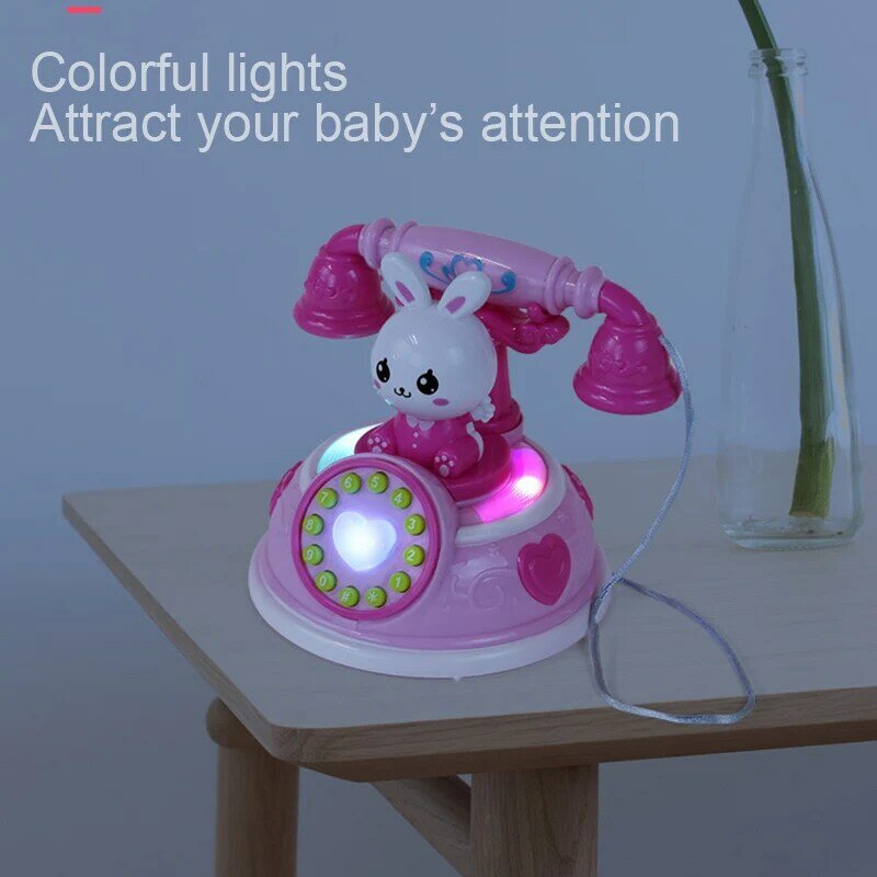 Baru 1 Buah Simulasi Telepon Mainan Bermain Peran dengan Lampu Musik Pendidikan Awal untuk Anak-anak