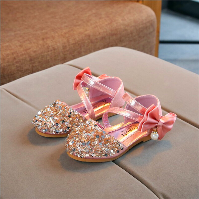 Super idealny projekt 2019New dziewczyny sandały wiosna jesień dziecko księżniczka cekiny małe skórzane buty z pereł dla dzieci buty w stylu casual