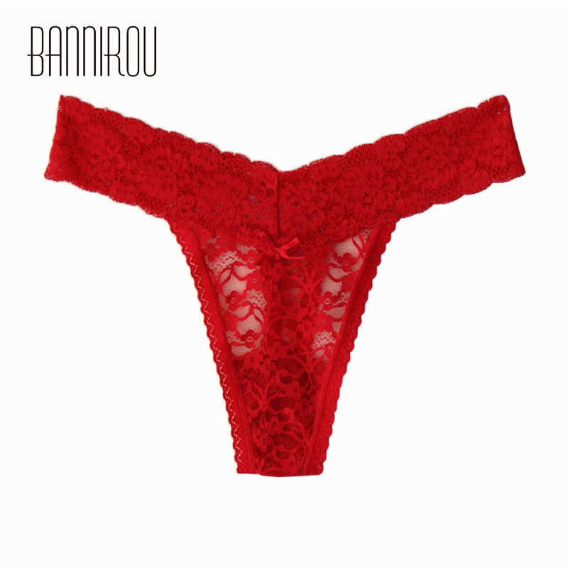 BANNIROU Women's Underwear Sexy Lace Woman Intimates Hot Sale Low-Rise Soft Female Panties New Plus Size Thongs 3 Pieces
