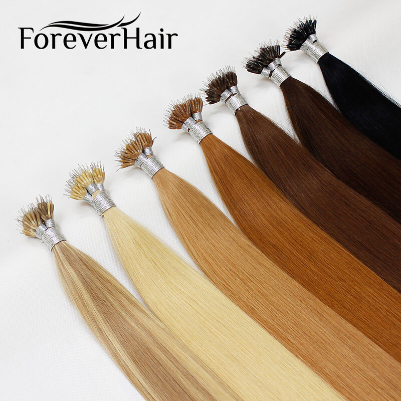 FOREVER HAIR 0.8g/s 16" 42cm Real Remy Nano Ring Tip Micro Beads Natural European Hair Extensions Straight Blonde Human Hair