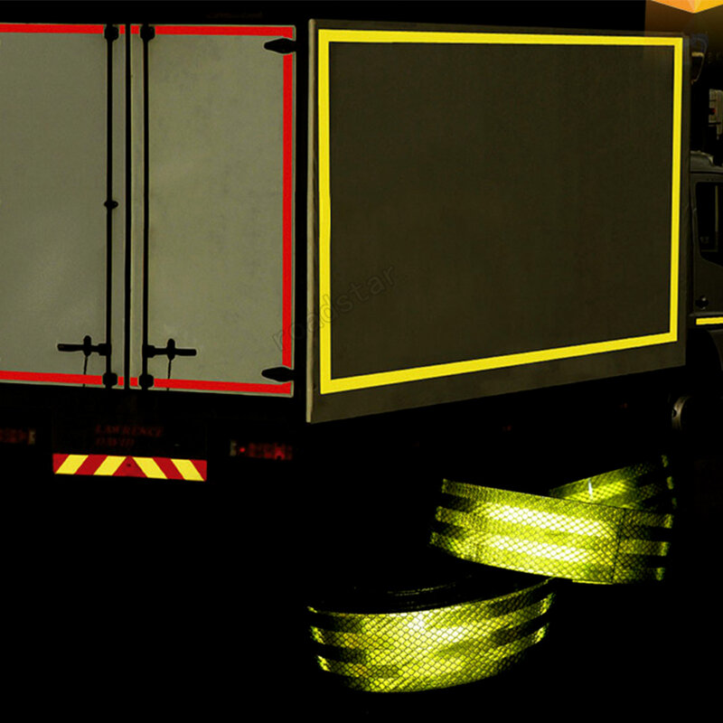 Roadstar 5Cm X 10M Rood/Geel Veiligheid Reflecterende Truck Lichaam Stickers Met Waarschuwing Effect In De Nacht Gratis Verzending