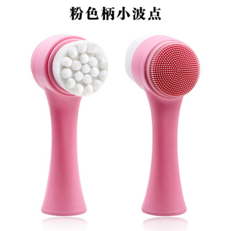 Dupla face sílica gel escova de limpeza de fibra macia escova de limpeza portátil massagem facial ferramenta de cuidados com a pele rosto poros esfrega escova