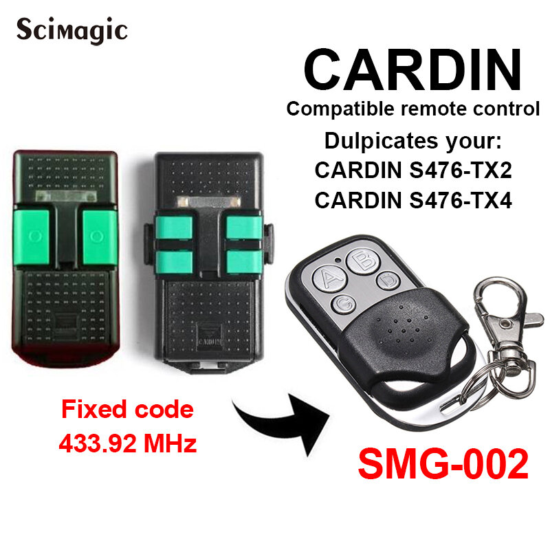 SMG-015 Cardin S449 QZ2 QZ4 차고 원격 433mhz 롤링 코드/SMG-002 Cardin S476-TX2,S476-TX4 고정 코드 송신기
