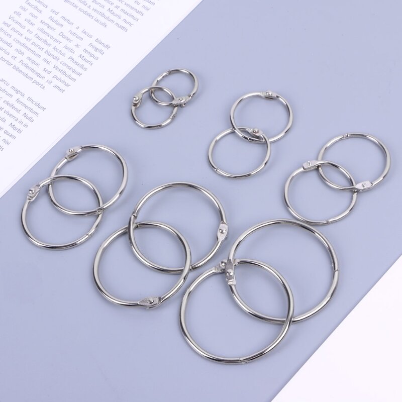 10Pcs/1 Set High Quality Nicked Plated Metal Loose Leaf Book Binder Hoop Ring Multifunctional Keychain Circle DIY Album