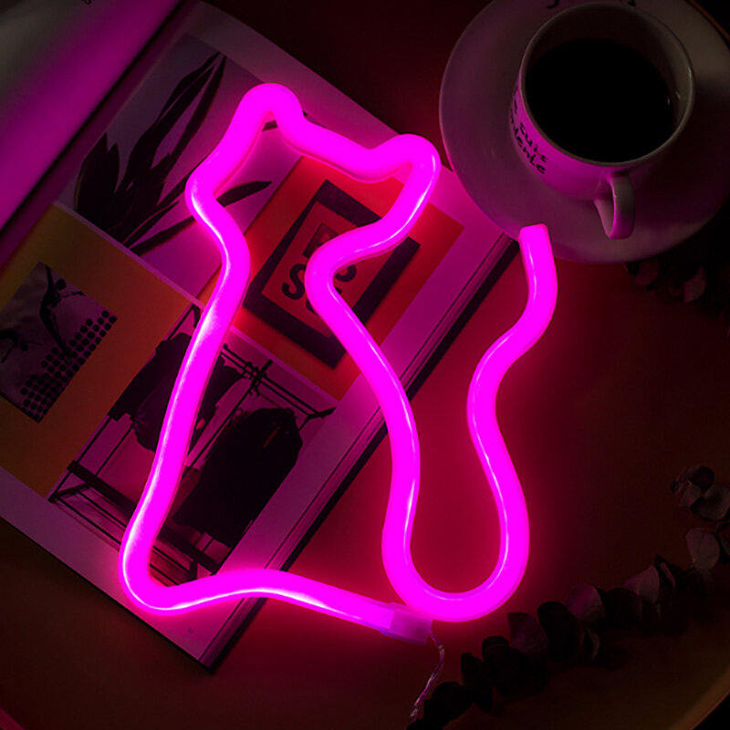 Usb led neon decoração do quarto decoração menina coração foto adereços modelo de bateria lâmpada modelagem de plástico