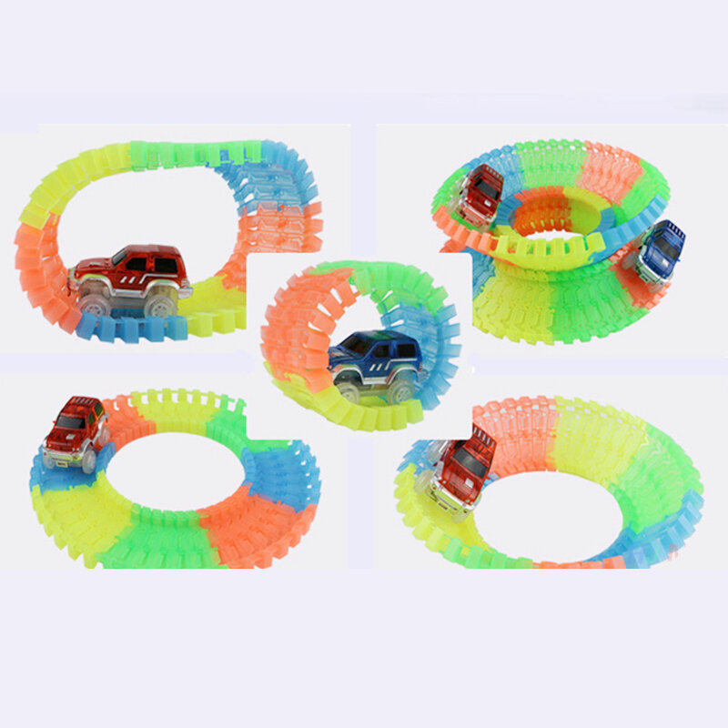 Magical Tracks Luminous Racing Track Car With Colored Lights DIY Plastic Glowing In The Dark Creative Toys For Kids