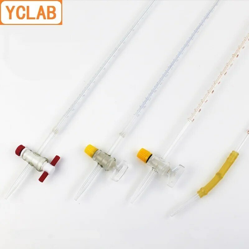 YCLAB-Bureta de Vidro Transparente com Rolha para Ácido, Equipamento Químico Laboratorial, Classe A, 25ml