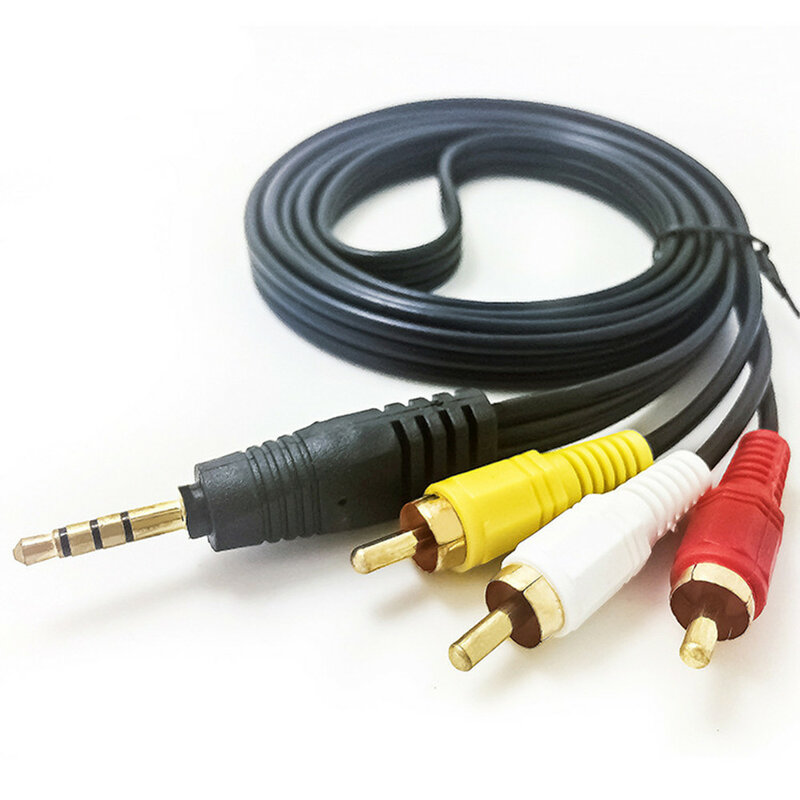 3.5mm Jack do 3 RCA męski Audio wideo kabel AV AUX Stereo przewód 3RCA standardowy przewód konwertera do głośnika TV, pudełko CD DVD Player