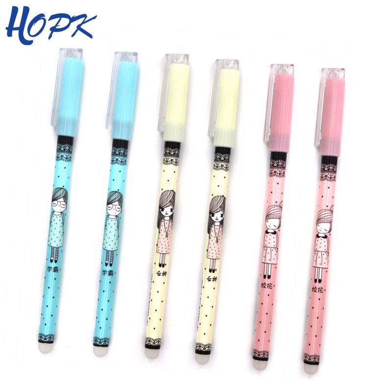 3/6Pcs/set Cute Washable Erasable Pens Kawaii 0.38mm Pens Handle For Kids Girls Gifts School Writing Supplies Stationery