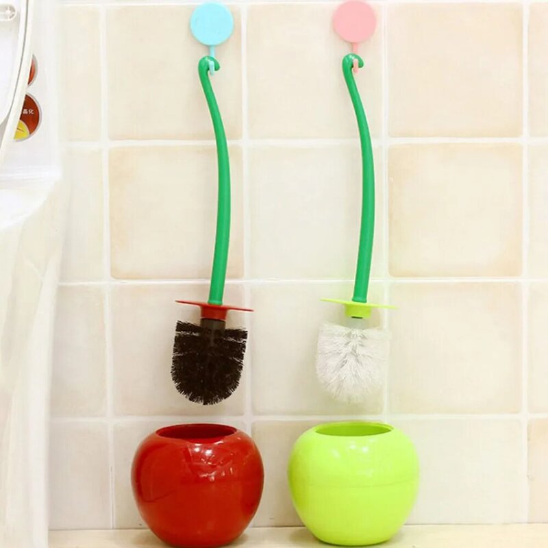 Cherry-em forma de ferramenta de limpeza higiênico conjunto escova de vaso sanitário de plástico higiênico escova banheiro banheiro escova de limpeza ferramentas L0410