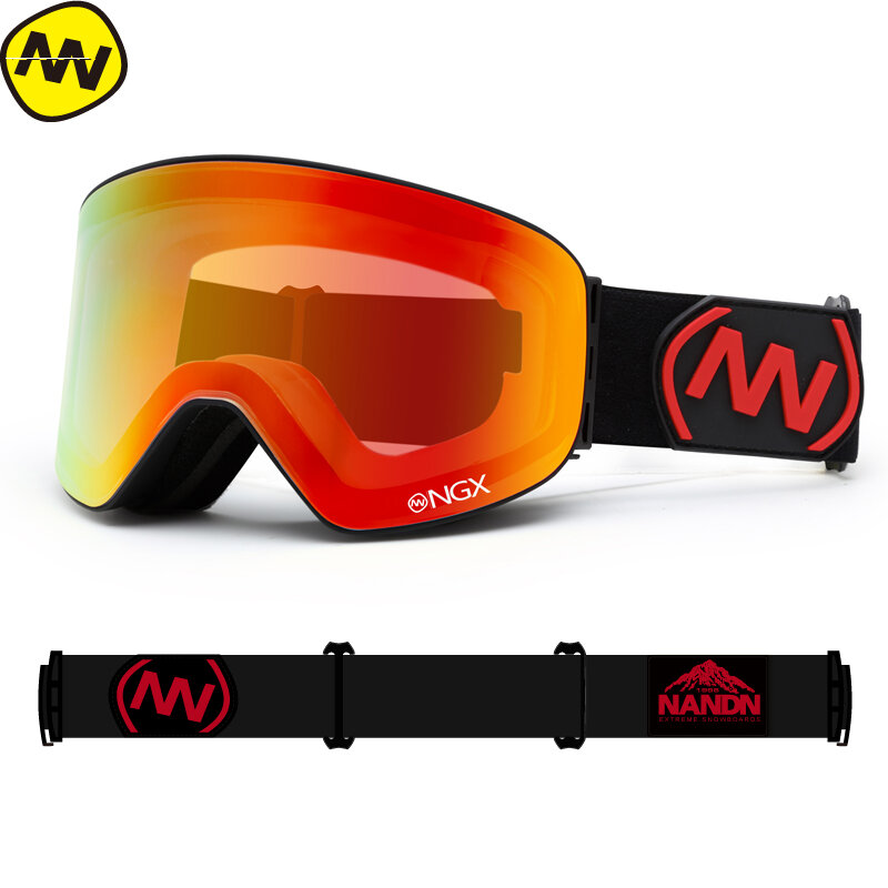NANDN Salju Kacamata Ski Pria Wanita Lensa Ganda UV400 Anti-Kabut Ski Kacamata Salju Kacamata Dewasa Ski Snowboard Kacamata