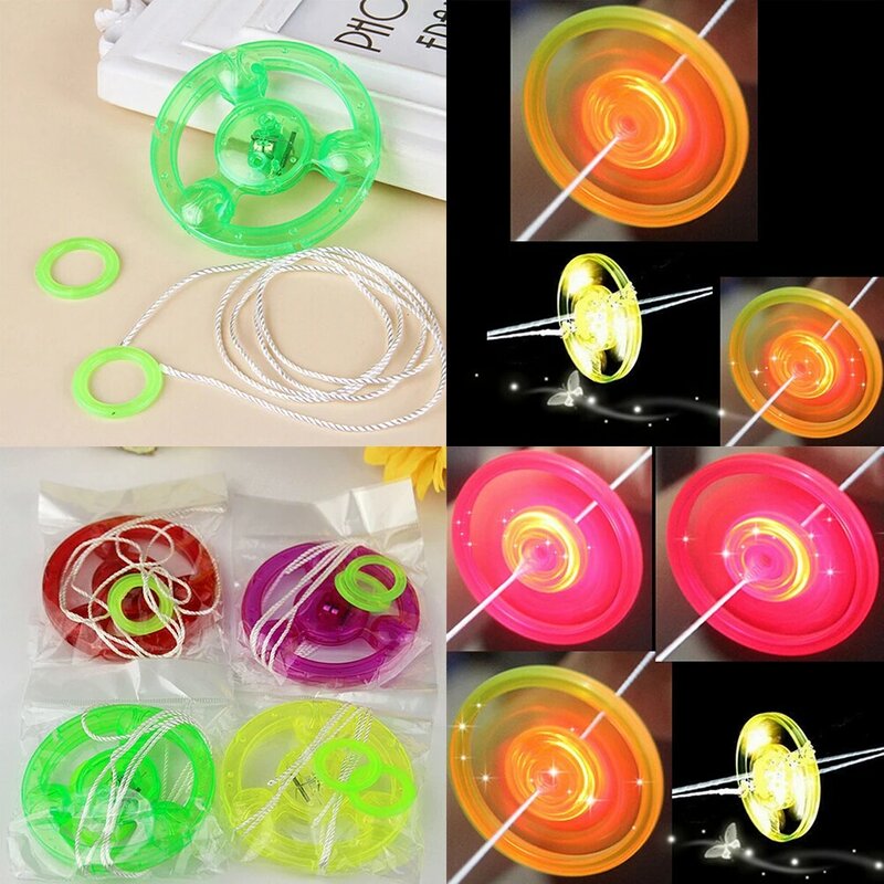 다채로운 플라스틱 스핀 LED 라이트 플라잉 접시 1 개, 야외 클래식 장난감 어린이 선물 무작위 색상