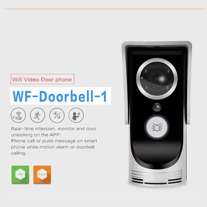 Darmowa wysyłka bezprzewodowy dzwonek WIFI wsparcie IOS Andriod aplikacje kontrola wideo telefon drzwi IR cut wersja nocna domofon drzwi